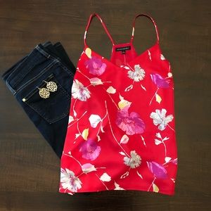 BANANA REPUBLIC red floral top, M